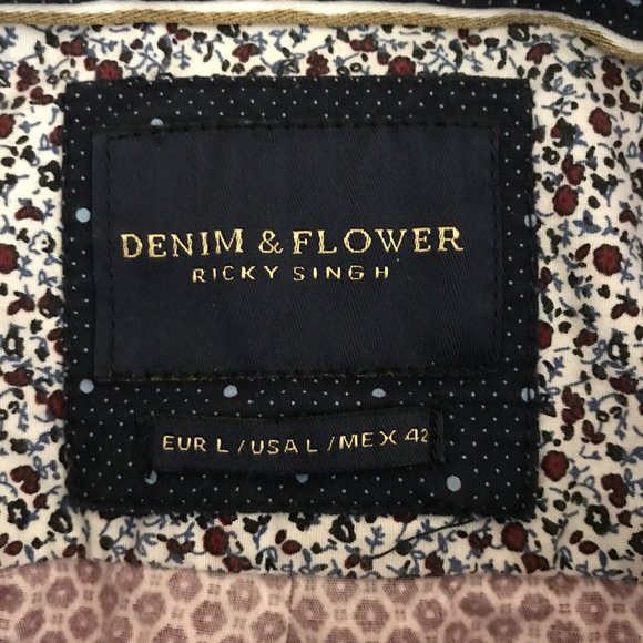 Denim & Flower Ricky Singh Men's Large Long Sleeve Burgundy Button Down Shirt - Picture 4 of 7